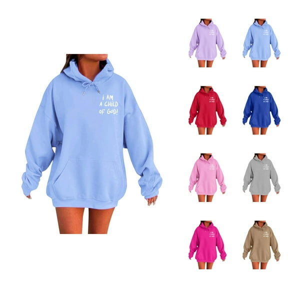 I Am A Child Of God Hoodies for Women 2025 Cute Y2K Graphic Christian Hoodie Pockets Hooded Sweatshirt Women Pullover