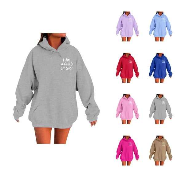 I Am A Child Of God Hoodies for Women 2025 Cute Y2K Graphic Christian Hoodie Pockets Hooded Sweatshirt Women Pullover