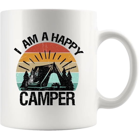 I Am A Happy Camper Camping Outdoor Enthusiast Picnic Gifts for Campers Ceramic Mug 11oz White