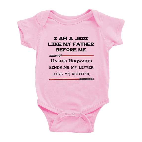 I Am A Jedi Like My Father Before Me Baby Bodysuit Newborn Girl Boy Romper - Pink