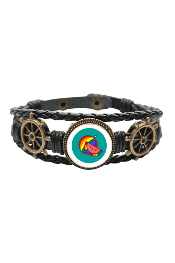 I Am A Queer LGBT Rainbow Leather Braided Ocean Bracelet Wristband