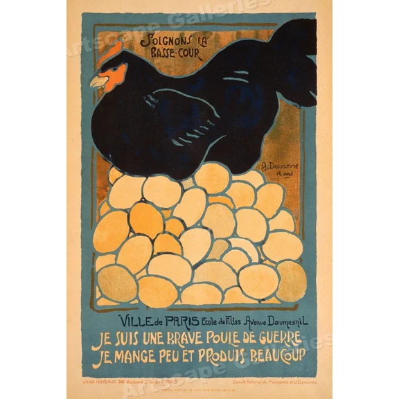 I Am A War Hen! Vintage Style French 1917 Wwi Poster Home Decor Office Wall Art