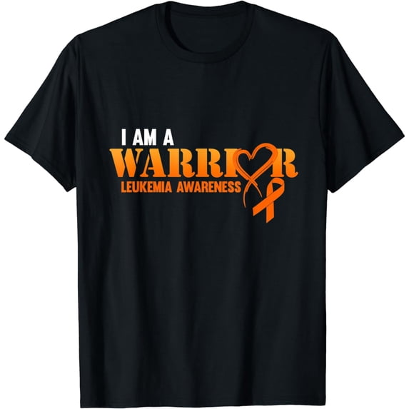 I Am A Warrior Leukemia Awareness Orange Ribbon Graphic T-Shirt