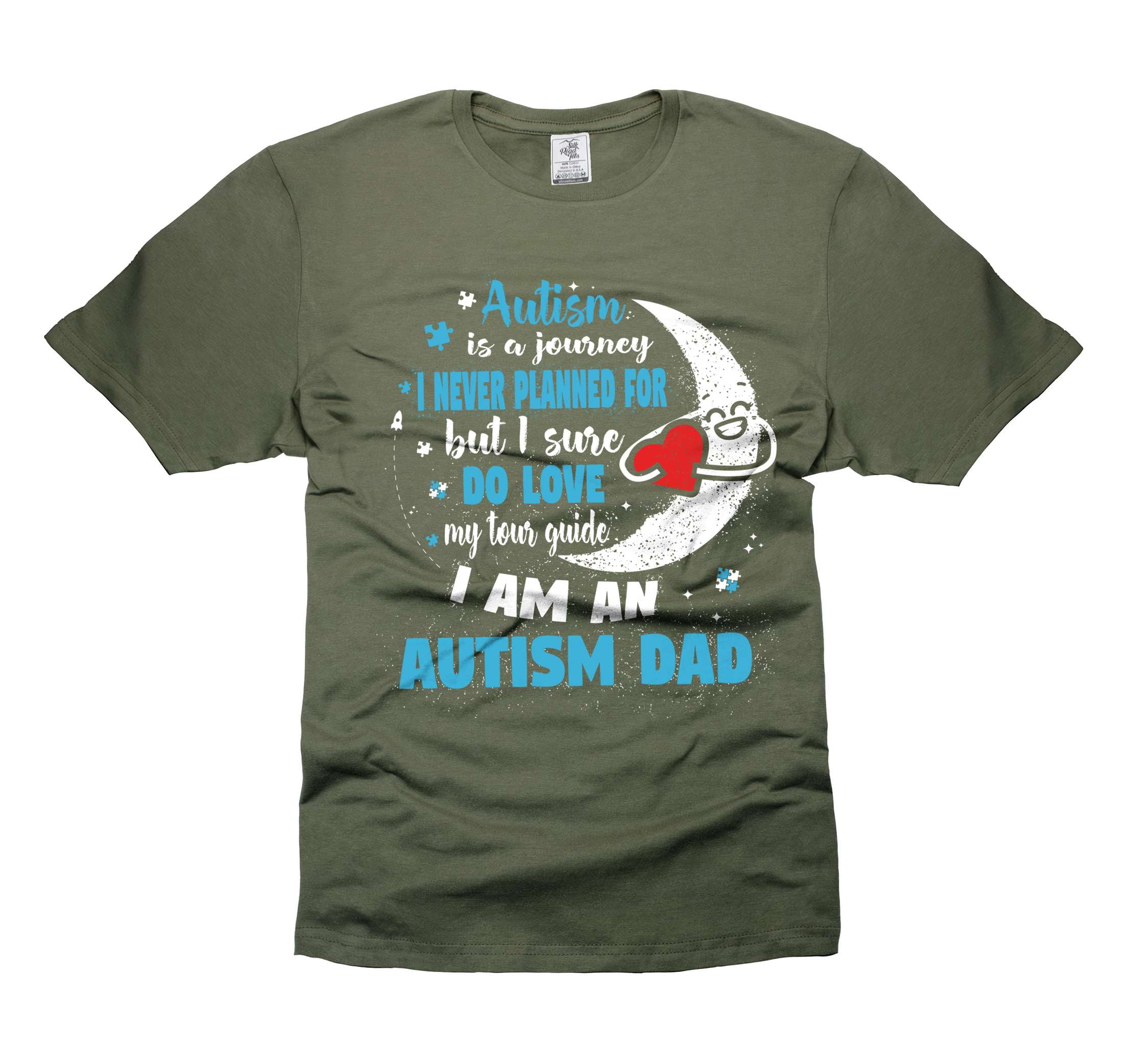 I Am An Autism Dad T-Shirt Awareness Day Tee Autism Awareness Tee Shirt Autism Gifts For Dad Father (Large Military Green)