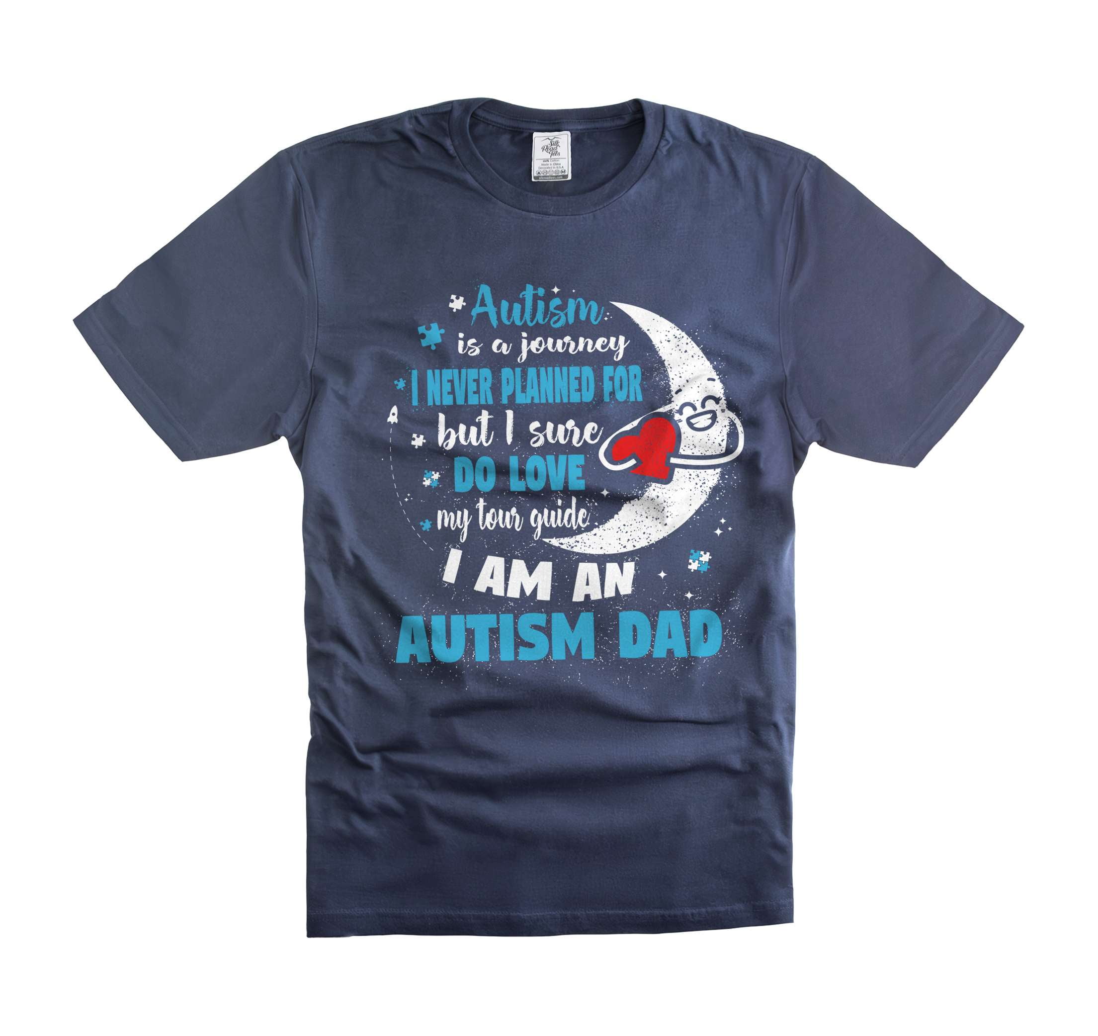 I Am An Autism Dad T-Shirt Awareness Day Tee Autism Awareness Tee Shirt Autism Gifts For Dad Father (Large Navy Blue)