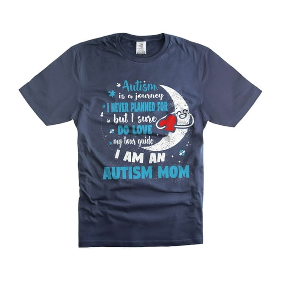 I Am An Autism Mom T-Shirt Mom Awareness Tee Womens Autism Tee Shirt Autism Mother Tshirt (Medium Navy Blue)