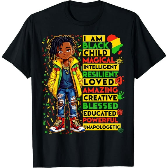 I Am Black Child History Month African American Kids Boys T-Shirt