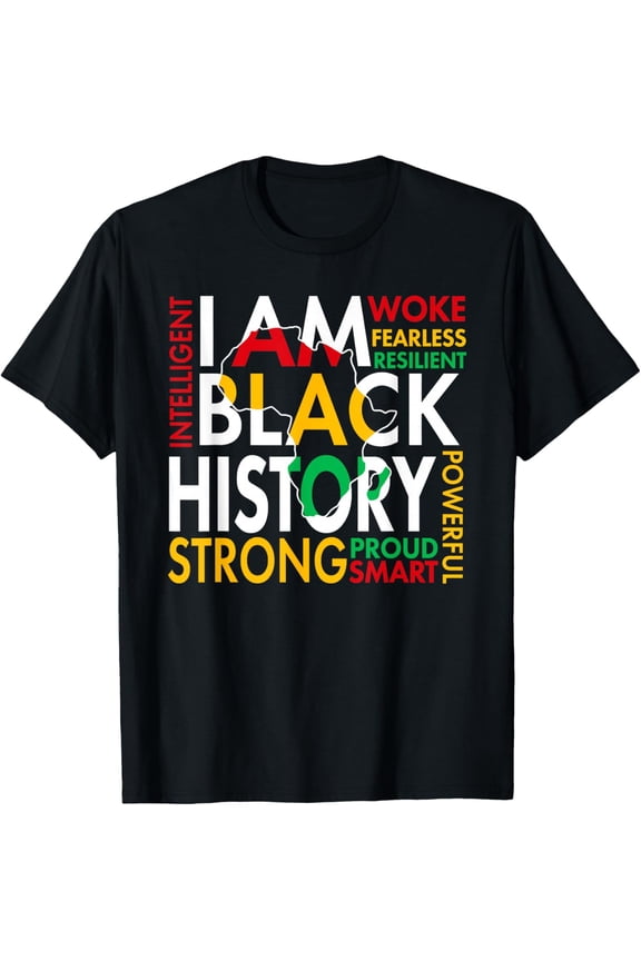 I Am Black Hisotry Black History Month Pride Mens Women T-Shirt tee