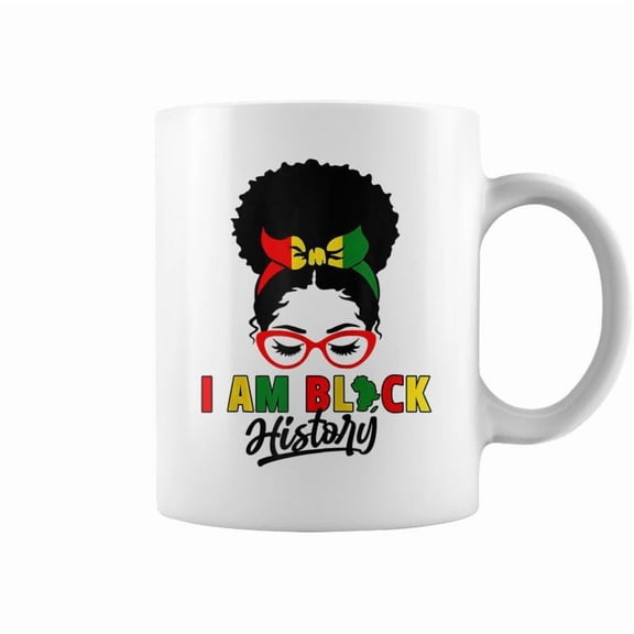I Am Black History African Melanin Black Woman Messy Bun Coffee Mugs