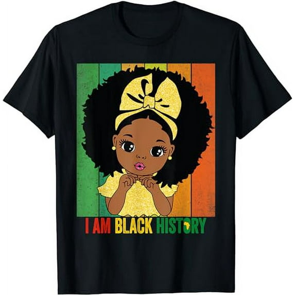 I Am Black History Month Kids Black Melanin Girl Princess T-Shirt
