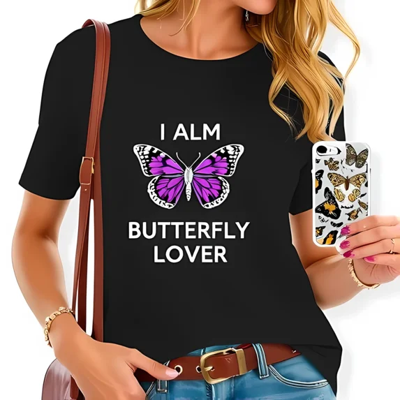I Am Butterfly Lover Bold Statement Butterfly Enthusiast Nature Graphic Unisex T-Shirt, up to size 5XL