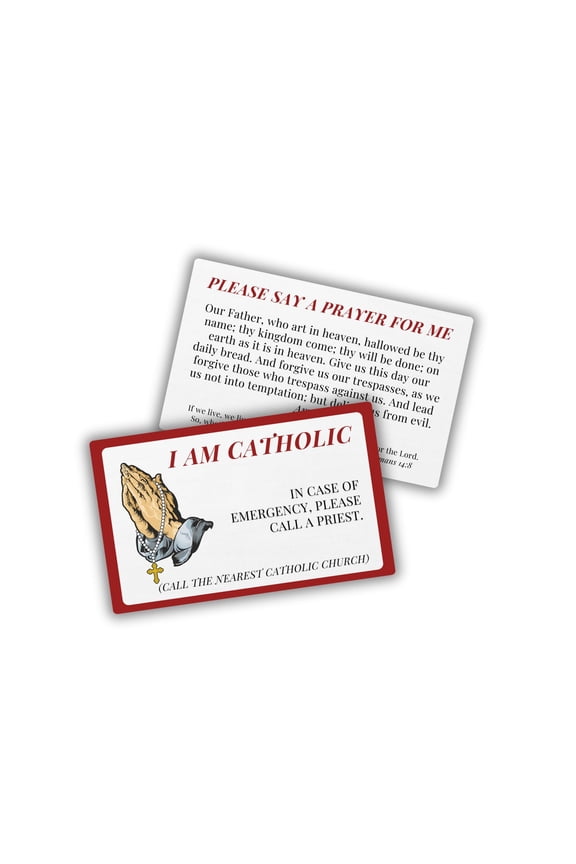 I Am Catholic Call A Priest Plastic Wallet Card 5pk 14.99 in Case of Emergency Waterproof Durable Sick Medical Bracelet Key Chain