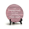 thumbnail image 1 of I Am Compassionate With Myself And Others Pink Wood Color Circle Table Sign (5" X 5"), 1 of 4