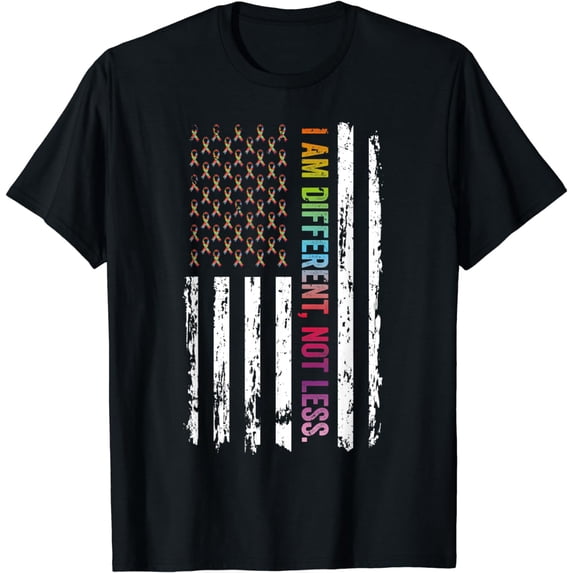 I Am Different Not Less USA Flag Autism Autistic Boys Girls T-Shirt