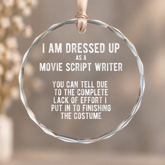 I Am Dressed As A Movie Script Writer Halloween Costume Ornament, Wall Decor, Circle Glass Ornament