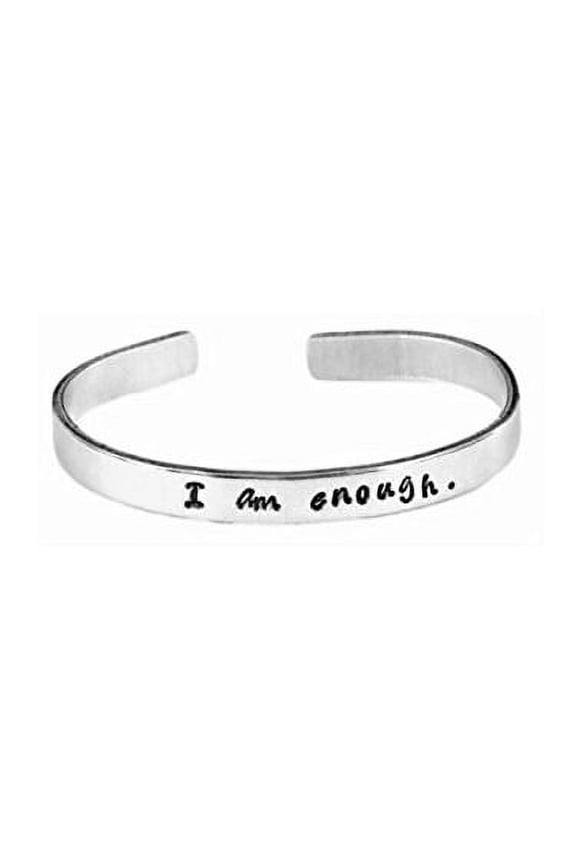 I Am Enough - Aluminum Bangle Bracelet Cuff - Adjustable