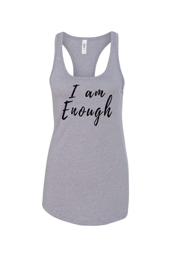 I Am Enough Ladies Racerback Tank Top-Heather Grey-xl