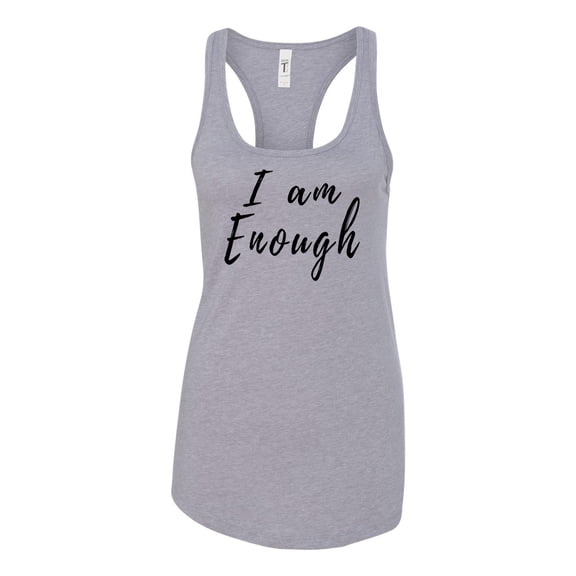 I Am Enough Ladies Racerback Tank Top-Heather Grey-xxl