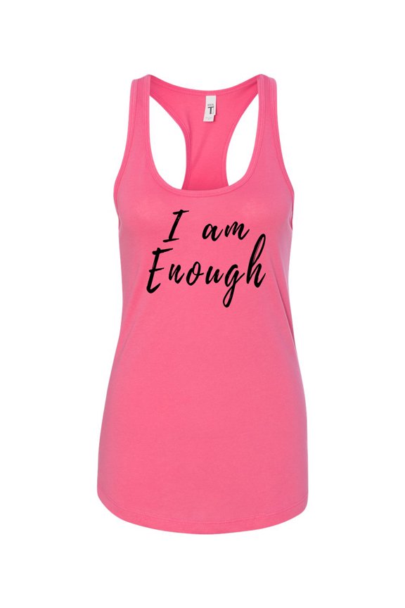 I Am Enough Ladies Racerback Tank Top-Hot Pink-small