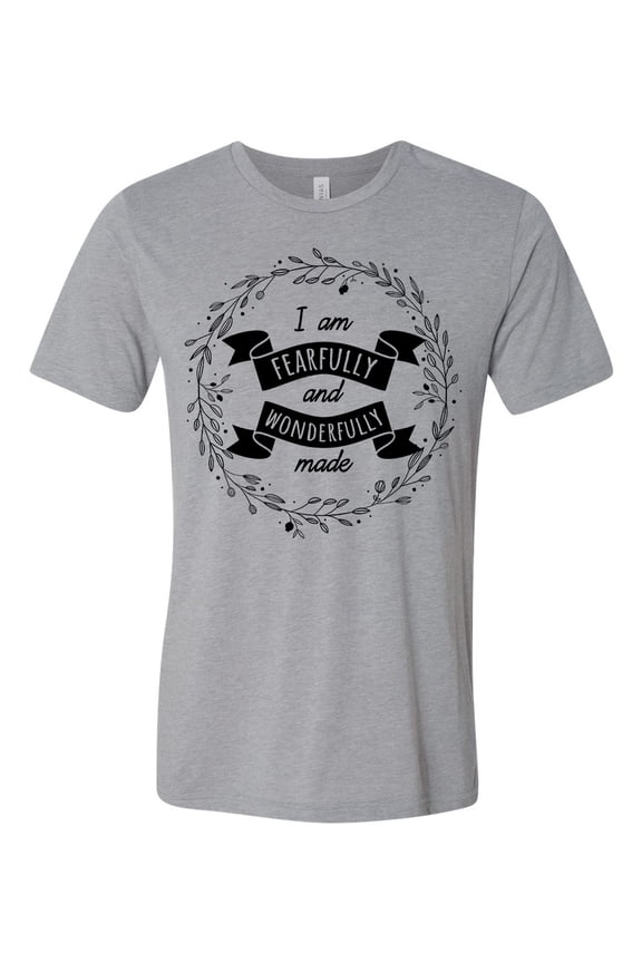 I Am Fearfully And Wonderfully Made Ladies Christian Short Sleeve T-shirt-Athletic Grey Triblend-medium