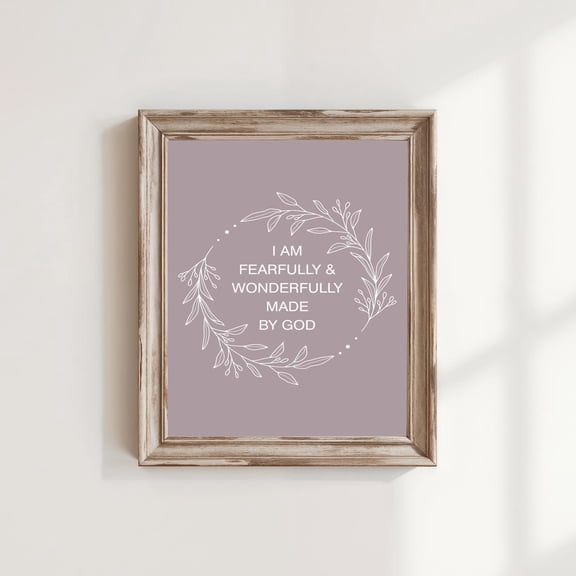 I Am Fearfully And Wonderfully Made Scripture Wall Art Minimalist Nursery Wall Art Bible Verse Christian Bible Quote Purple Wall Art
