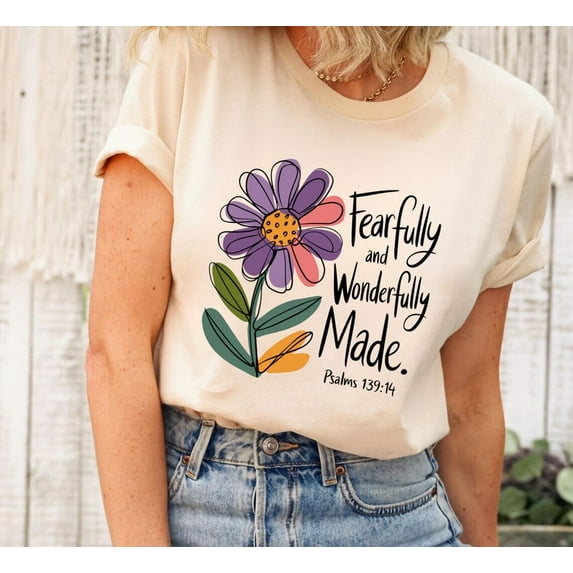 I Am Fearfully and Wonderfully Made Shirt, Motivational Christian Shirt, Jesus Faith T-Shirt, Bible Verse Sweatshirt