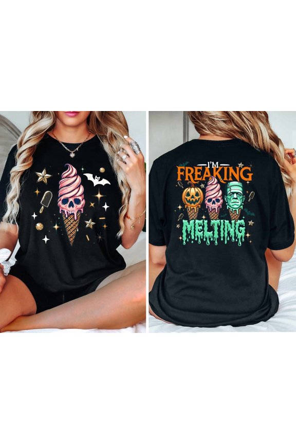 I Am Freaking Melting Summerween Ice Cream Spooky Season Party T-Shirt