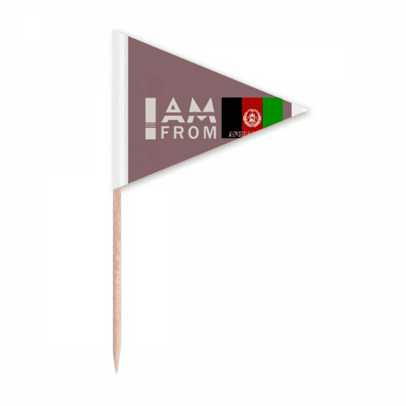 I Am From Afghanistan Art Deco Fashion Toothpick Triangle Cupcake Toppers Flag