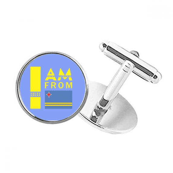 I Am From Aruba Round Button Cuff Clip Stud Cufflinks