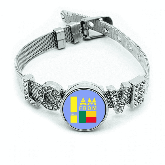 I Am From Benin Art Deco Fashion Bracelet Wristband Crystal Love Adjustable Bangle