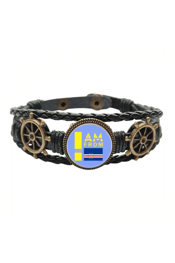 I Am From Cape Verde Art Deco Fashion Leather Braided Ocean Bracelet Wristband