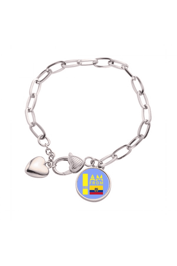 I Am From Ecuador Art Deco Fashion Heart Chain Bracelet Jewelry Charm Fashion