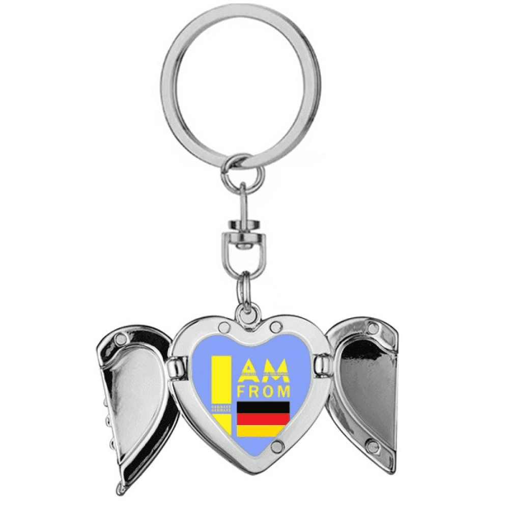 I Am From Germany Art Deco Fashion Heart Angel Wing Key Chain Holder