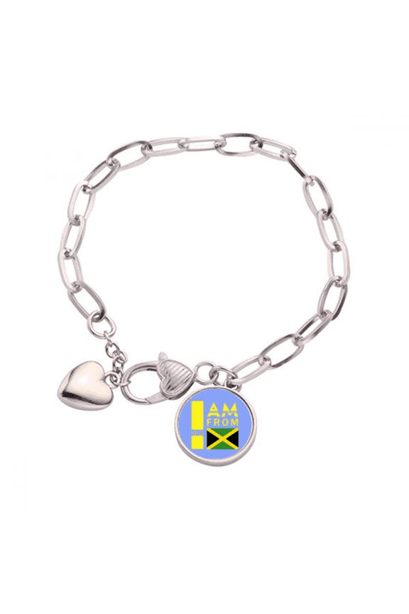 I Am From Jamaica Art Deco Fashion Heart Chain Bracelet Jewelry Charm Fashion