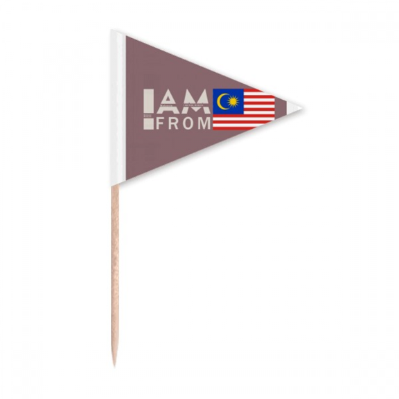 I Am From Malaysia Art Deco Fashion Toothpick Triangle Cupcake Toppers Flag