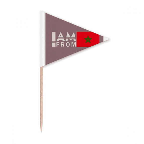 I Am From Morocco Art Deco Fashion Toothpick Triangle Cupcake Toppers Flag