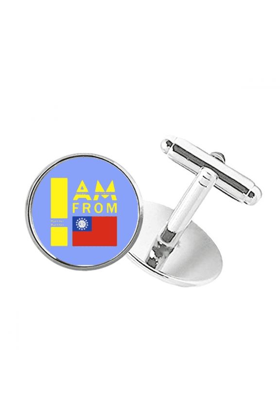 I Am From Myanmar Round Button Cuff Clip Stud Cufflinks