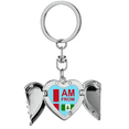 thumbnail image 1 of I Am From Norfolk Island Art Deco Fashion Heart Angel Wing Key Chain Holder, 1 of 3
