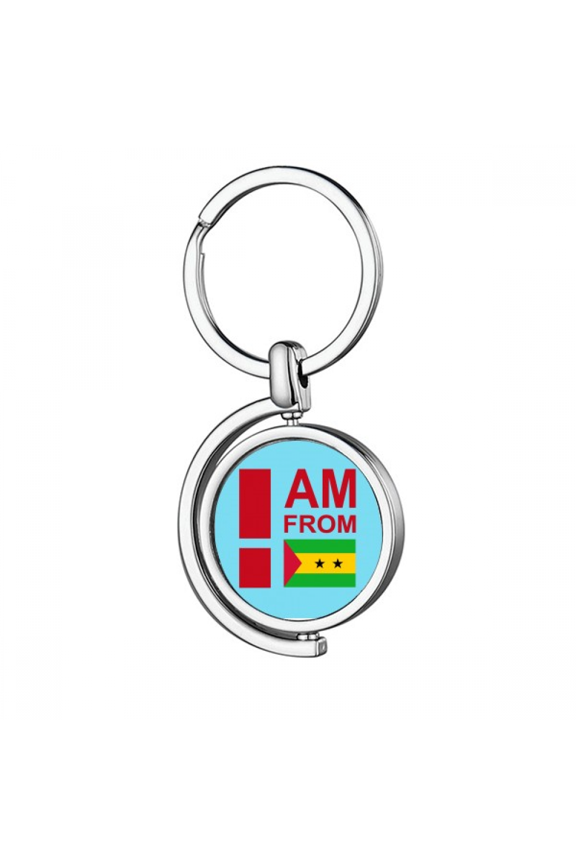 I Am From Sao Tome Principe Rotating Keychain Metal Keyring Holder