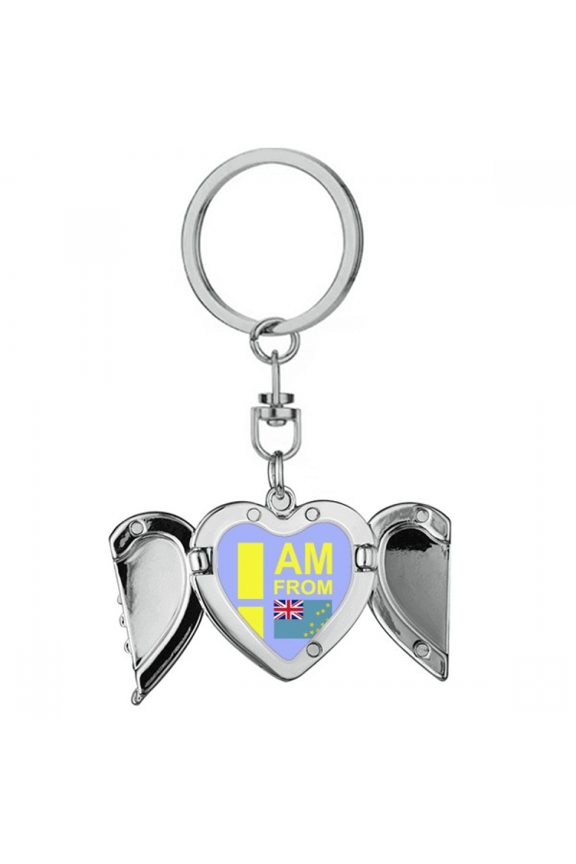 I Am From Tuvalu Art Deco Fashion Heart Angel Wing Key Chain Holder