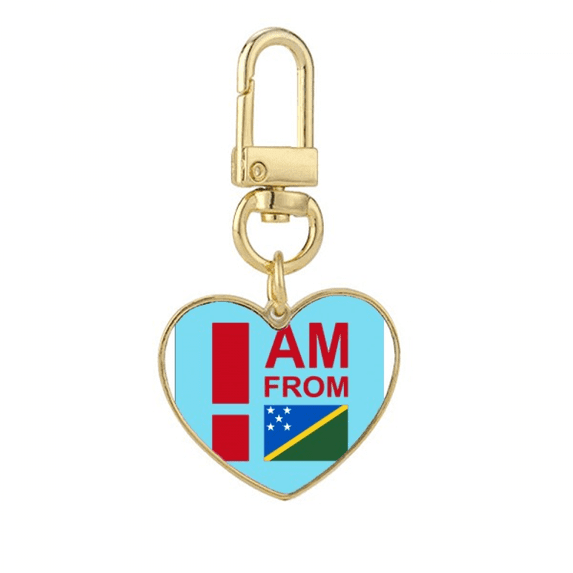 I Am From mon Islands Gold Heart Keychain Metal Keyring Holder