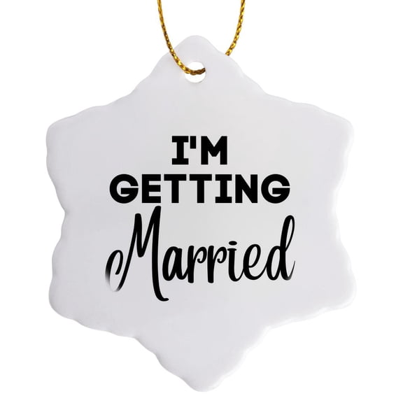 3drose, I Am Getting Married Wedding Gift Honeymoon and Bridal Shower Gift, 3 inch Snowflake Porcelain Ornament