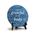 thumbnail image 1 of I Am Grateful For My Body Blue Wood Color Circle Table Sign (5" X 5"), 1 of 4