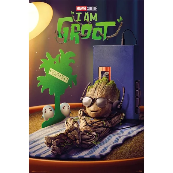 I Am Groot - Marvel Tv Show Poster (Groot Chilling On Bed) UNFRAMED PAPER POSTER, Home Decor