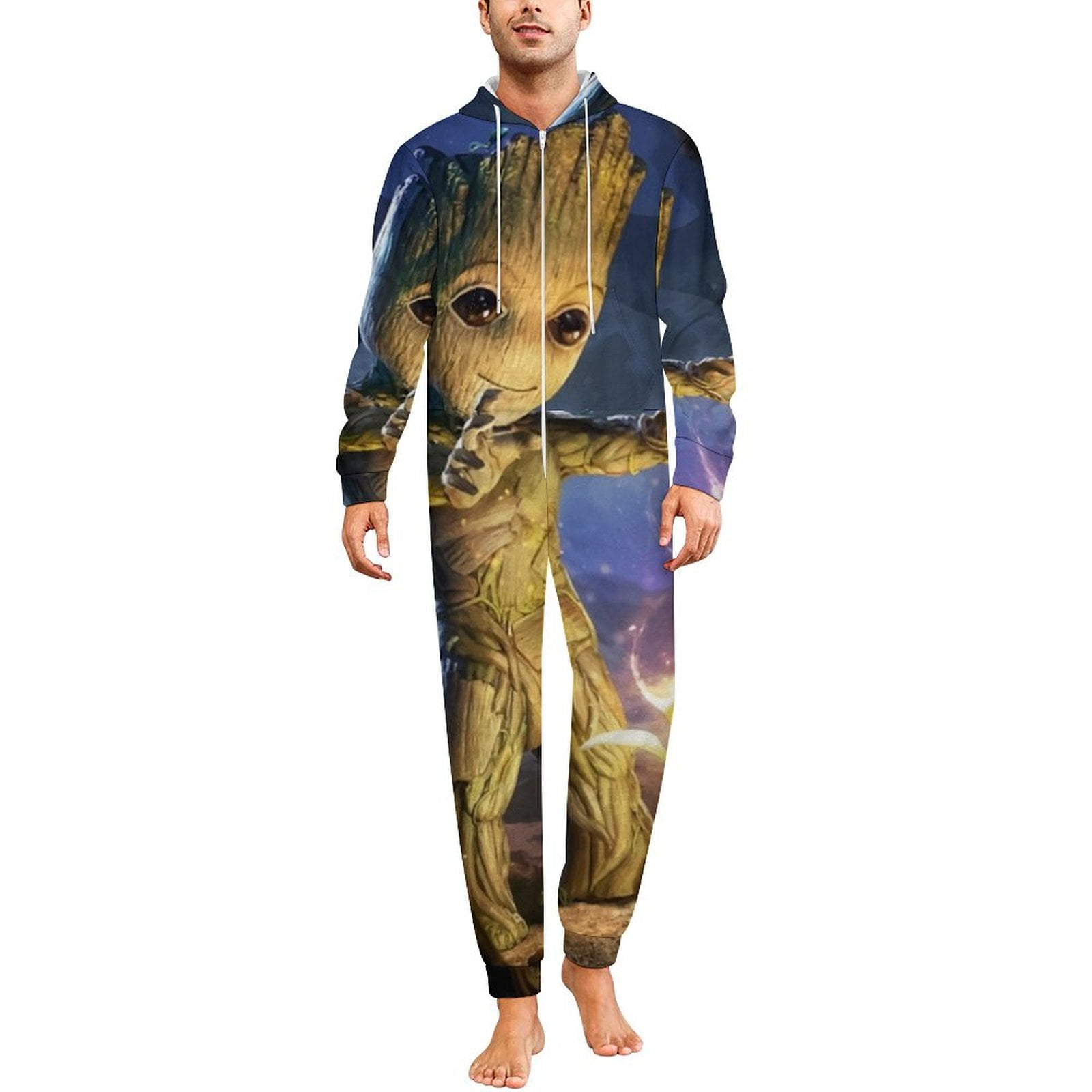 I Am Groot Unisex Onesie Pajamas Zipper Jumpsuit Hooded One Piece ...