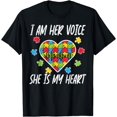 thumbnail image 1 of I Am Her Voice She Is My Heart Autism Awareness Mom Dad T-Shirt, 1 of 4