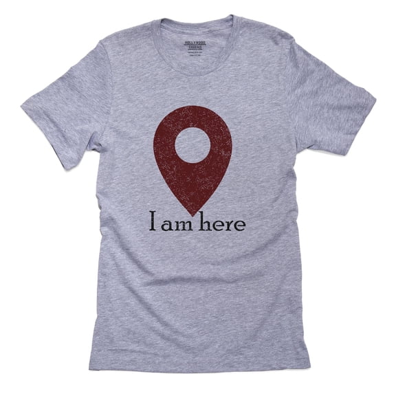 I Am Here - Funny Map Location Marker Men's Grey T-Shirt