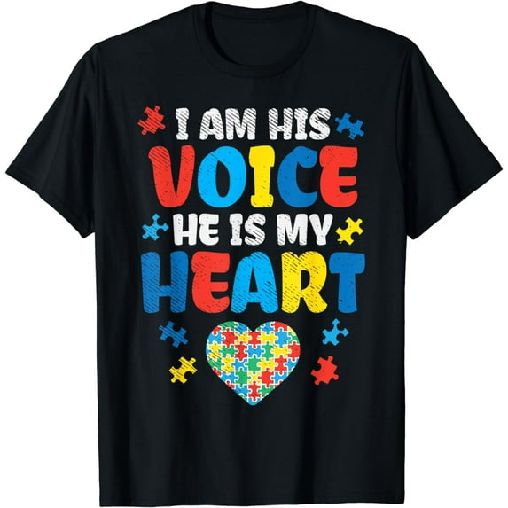 I Am His Voice He Is My Heart Autism Awareness ASL SPED Gift T-Shirt
