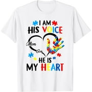 I Am His Voice He Is My Heart Autism Awareness Mom Son T-Shirt