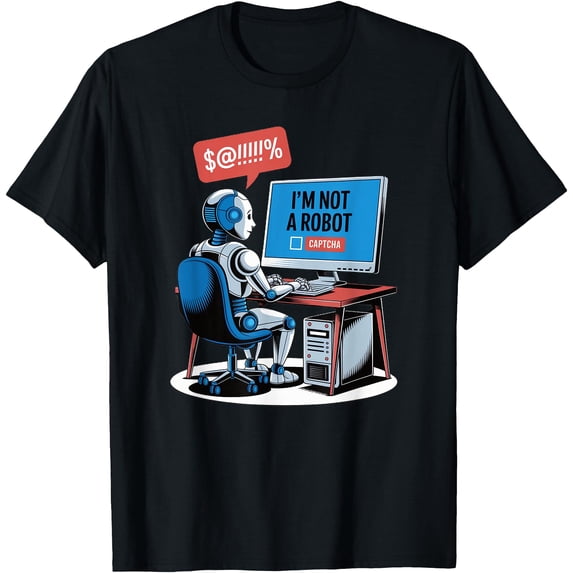 I Am Not A Robot Captcha Fun Computer Fun Nerd Funny T-Shirt - Walmart.com